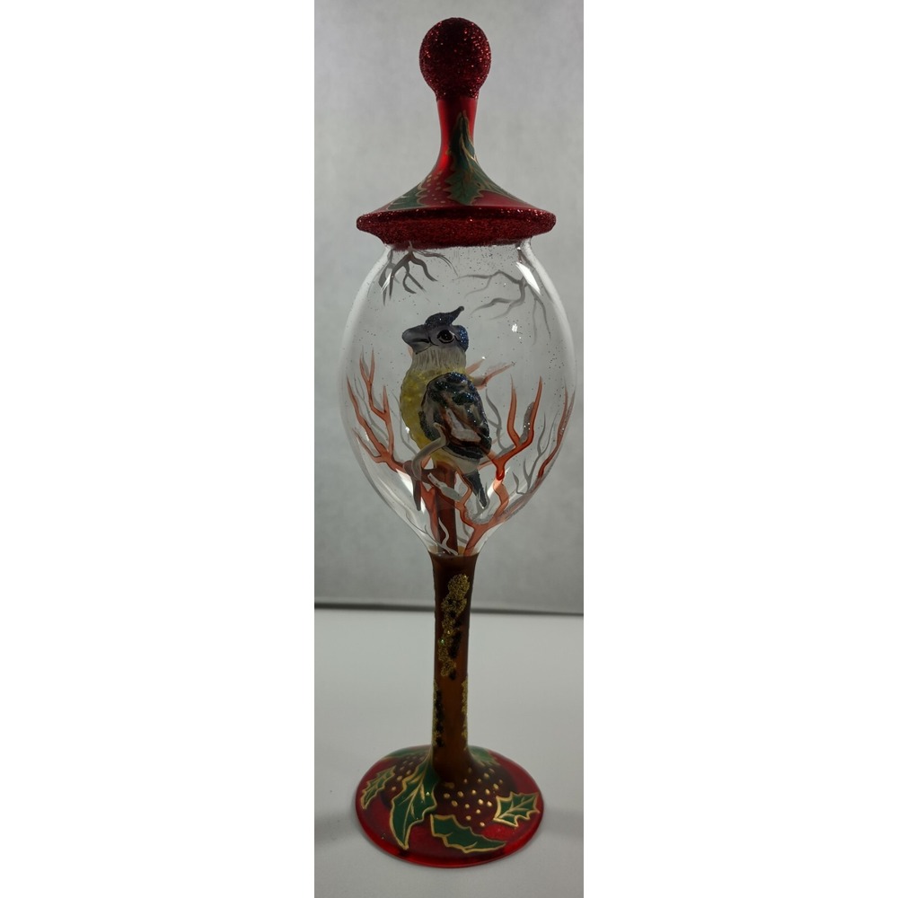 Hand Made/Painted Glass Tabletop Ornament "Red Christmas Dove" - Made in Poland - Picture 2 of 5